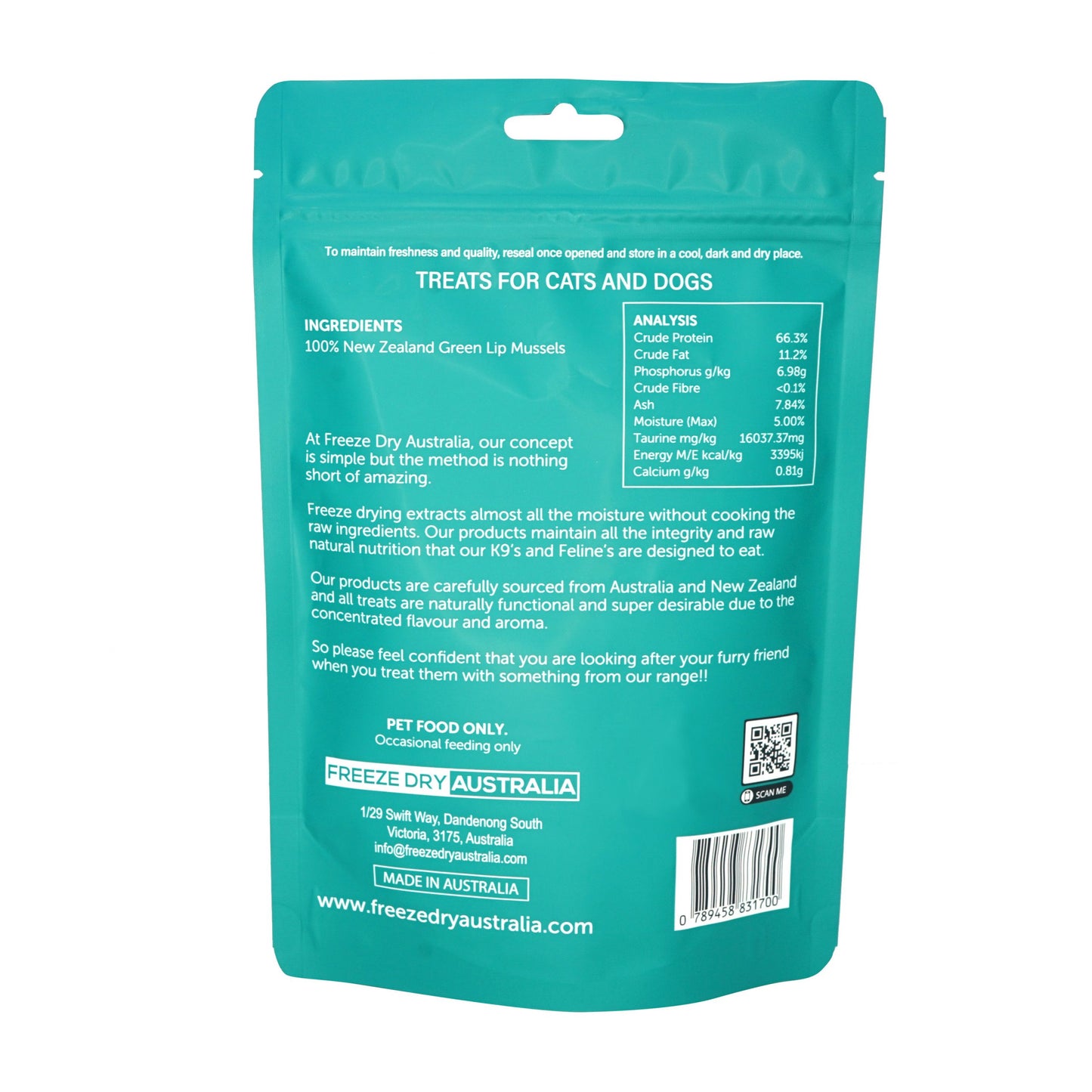 FDA (FREEZE DRY AUSTRALIA) FREEZE DRIED WHOLE GREEN MUSSELS